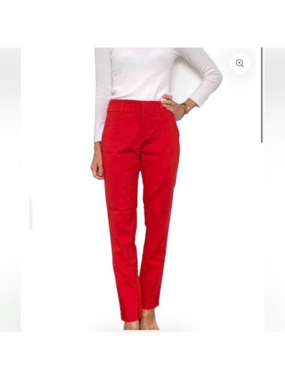 Basement Womens Red Trousers Size 46 Cotton Blend